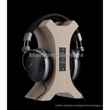 Sturdy Table Top Wood Y-Shape Headphone Retail Single Headset Earphone Merchandising Display